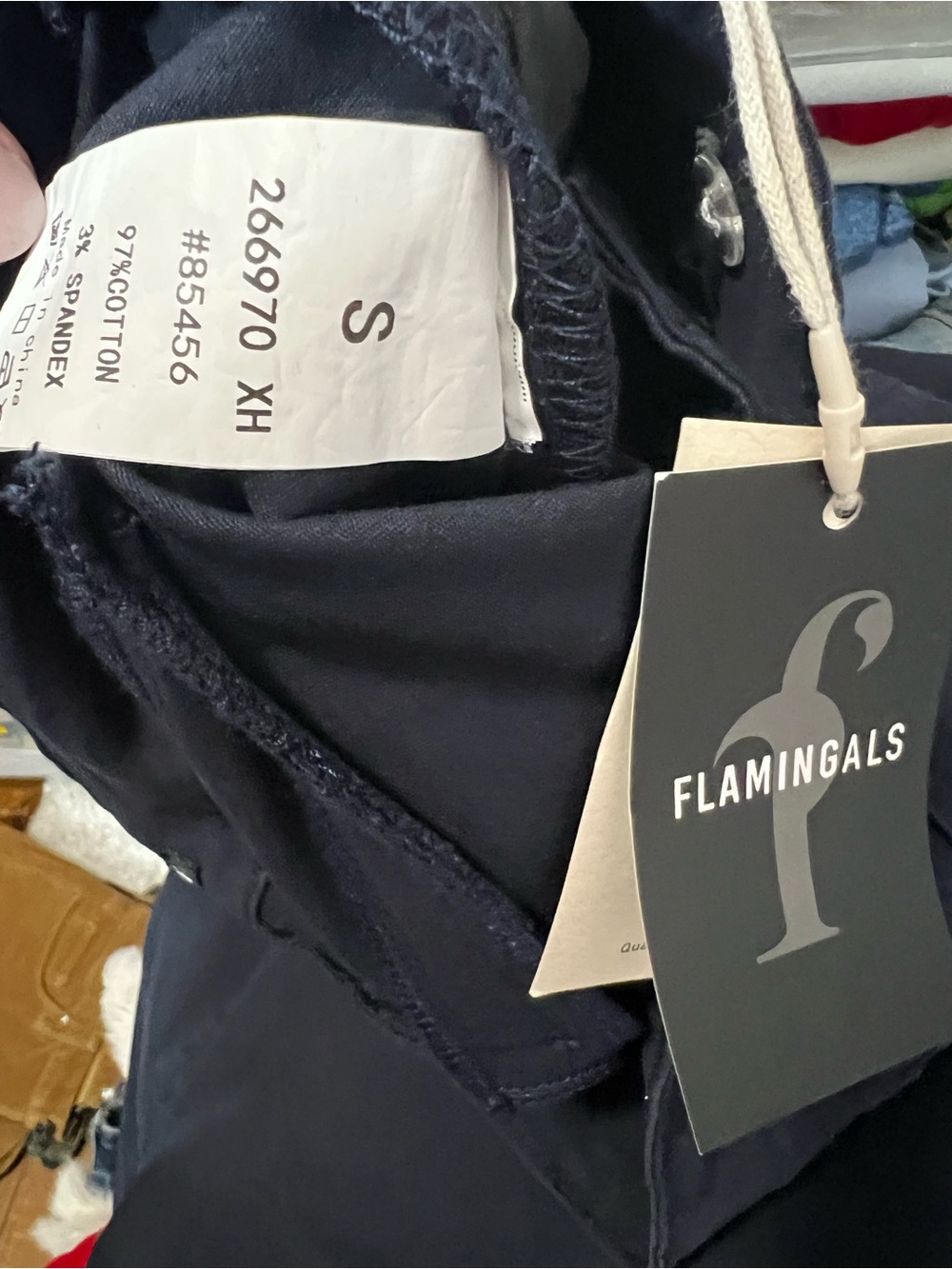 Flamingals Straight-Leg High-Rise Pants in Navy - Picture 5 of 5